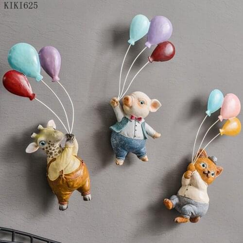 Creative Cartoon Animal Wall Hanging Pendant Bedroom Decoration Cute Deer Rabbit Cat Wall Hanging Living Room Home Decoration