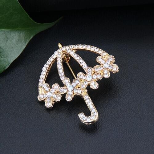 Crystal Brooches For Women Ｍen Ａccessories Gold Simple Umbrella Brooches Pins Broche Femme Bijoux Birthday Gift