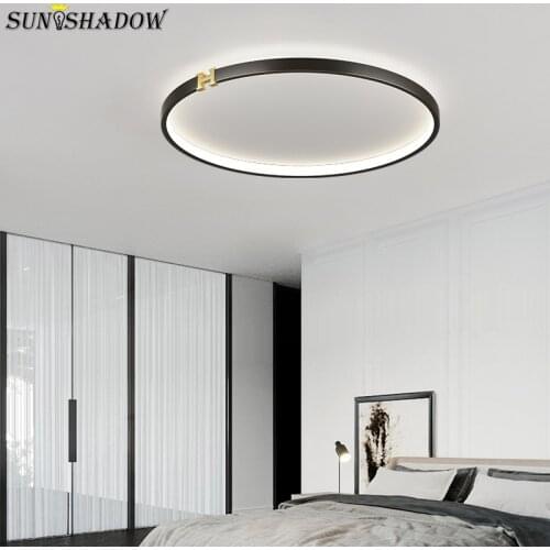 Round Black Led Ceiling Light 110v 220v Modern Ceiling Lamp For Bedroom Living room Dining room Kitchen Aisle Lamp Corridor Lamp