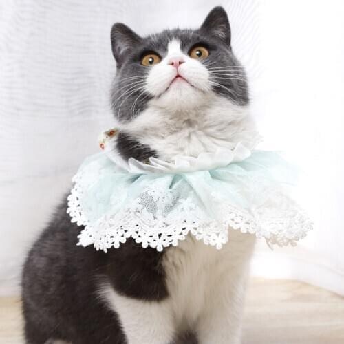 Fashion Dog Cat Bib with Bell Cute Lace Pet Bandana Cat Bandana Pet Bib Neckerchief Pet Supplies Decoration