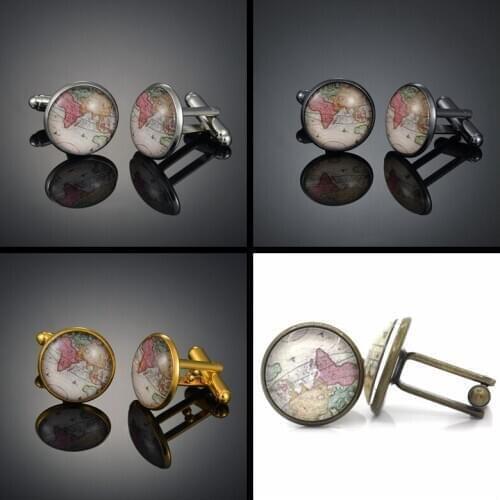 Copper globe four color metal glass mens French shirt Cufflinks