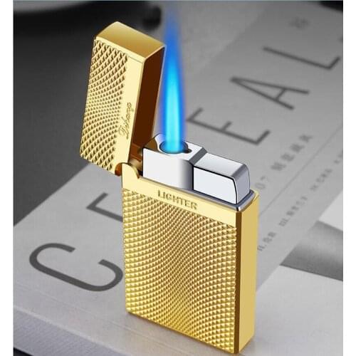 Inflatable Lighter Windproof Straight Flame Mens High-Grade Gift Steel Sound Metat Smoking Tool Gas Lighter