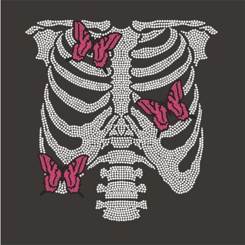 Skeleton Rhinestone Motifs T-Shirt Hot Fix Crystal Custom Rhinestones Stickers Crystals For Crafts Iron On Patches Strass