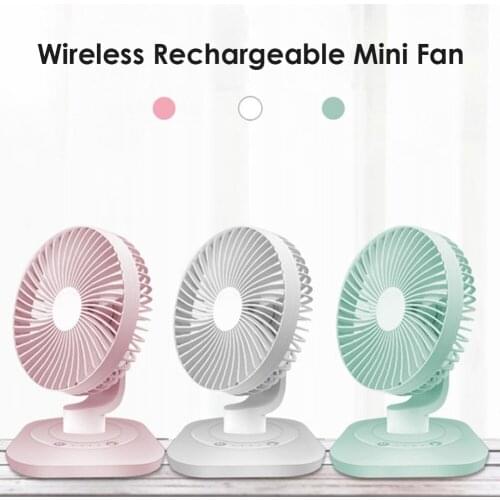 Desktop Mute Fan USB Charging Mini Portable Fan 3 Speed Adjustable 180 Degree Rotating Low Noise Strong Wind Fans
