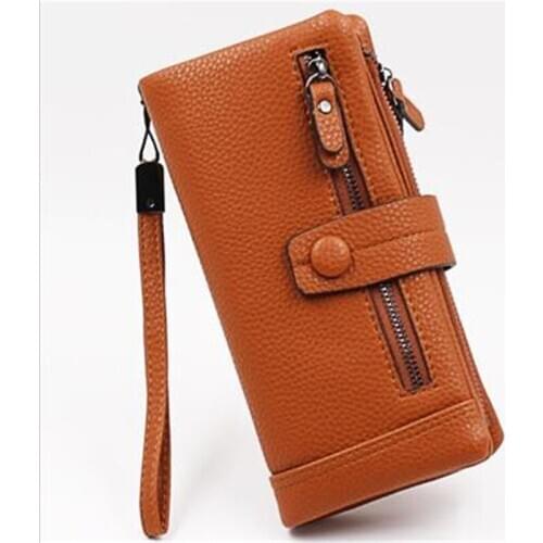 New Simple Long Womens Multi-Card Wallet Buckle Lacquered PU Leather Card Holder Korean Lady Clutch Zip Wallet Coin Purse