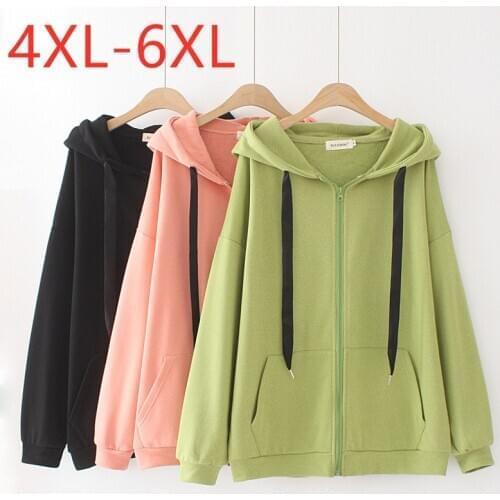 New ladies autumn winter plus size sports hoodie for women large long sleeve cotton pocket green sweatshirt coat 4XL 5XL 6XL