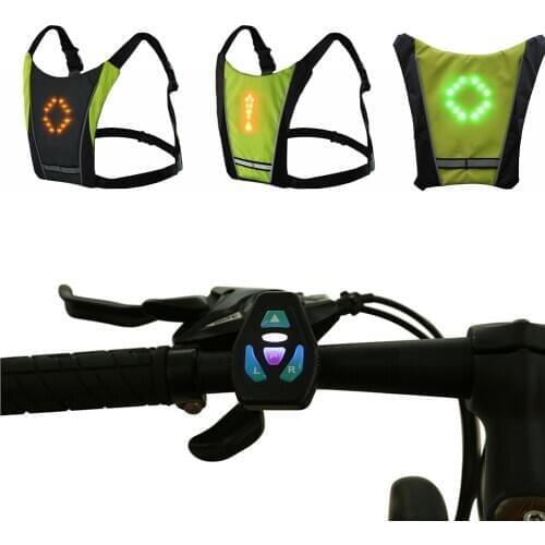 New LED Wireless CYCLING VEST 20L MTB bike bag Safety LED Turn Signal Light Vest Bicycle Reflective Warning Vests with remo