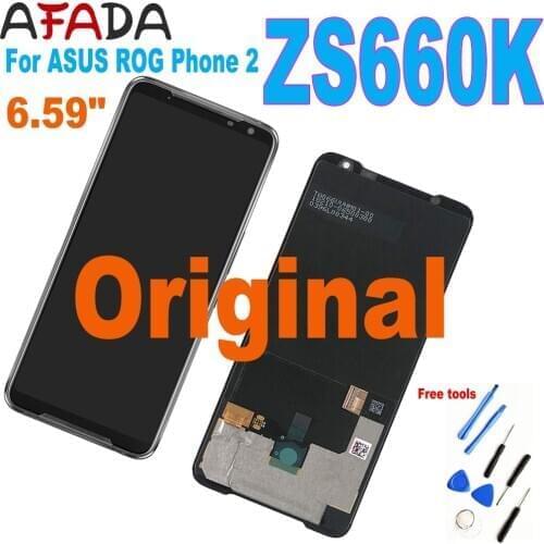 Original New For 6.59" ASUS ROG Phone 2 Phone2 PhoneⅡ ZS660KL AMOLED LCD Display Screen+Touch Panel Digitizer Assembly