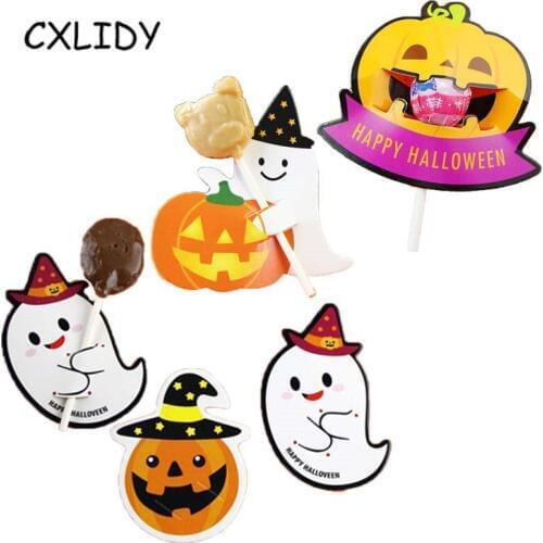 DIY Decorations Halloween Series Cartoon Candy Decoration Card Pumpkin Head Helloween Ghost Message Paper Card qq234