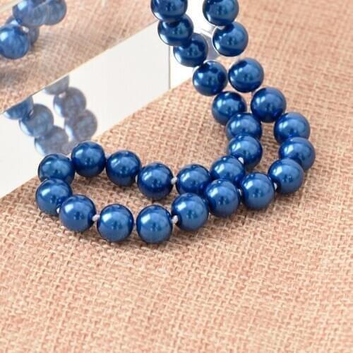 Necklace Round Dark Blue Pearls Long Necklace Making For DIY Imitation Pearls Chain 8mm Size For Ladies Wholesale 36inch H861