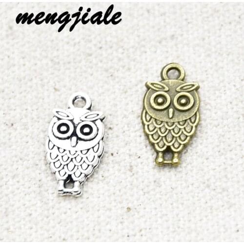22pcs Wholesale Two Color Owl Charms Alloy Metal Animals Pendants For DIY Handmade Jewelry Accessories Makings 19*10mm