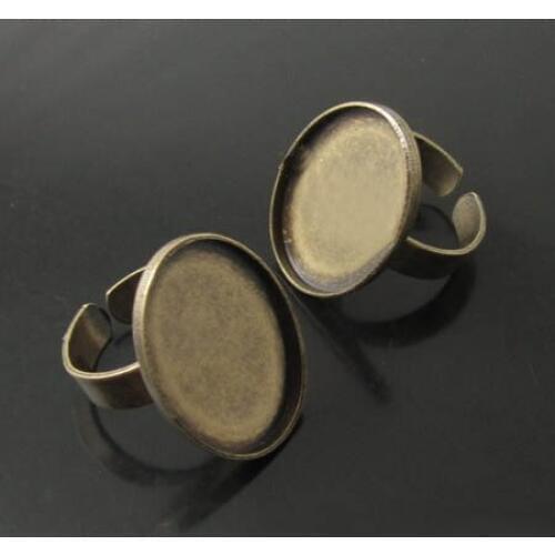 Blank Open Rings Bases with 18x25mm Oval Deep Wall Bezel cups Ring Settings DIY Crafts Jewelry Findings Bulk Multi-color Plated