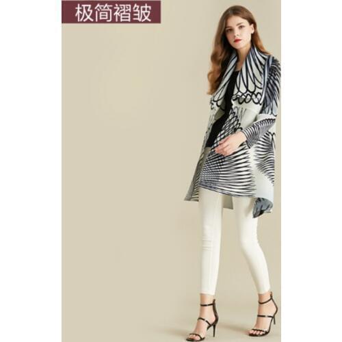 HOT SELLING Miyake fashion flod turn-down collar Stripe long sleeve A buckle coat IN STOCK