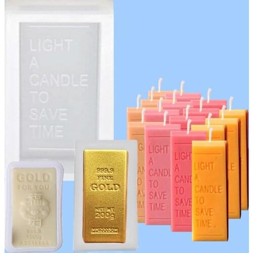 Creative Gold Bar Chocolate Soap Aromatherapy Candle Silicone Mold Fragrance Home Furnishing Ornaments Plaster Decoration