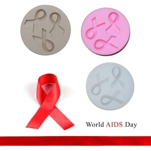 AIDS Cancer Awareness Bow Keychains Silicone Mold Ribbon Bow Epoxy Resin Molds