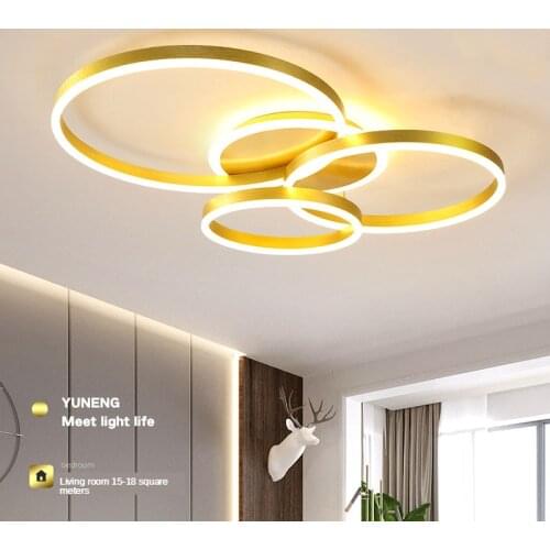 Modern gold acrylic RC led lights household round ring creative personalized living room bedroom aisle hotel cafe ceiling lamp