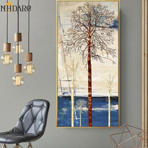 Modern Home Hallway Decor Trees Landscape Posters and Prints Canvas Painting Wall Art Wall Picture for Living Room Home Deccor