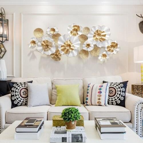 Modern Nordic Wall Hanging Decor Large Wrought Iron Metal Flower Wall Ornaments Living Room Hanging Decoration Accessories