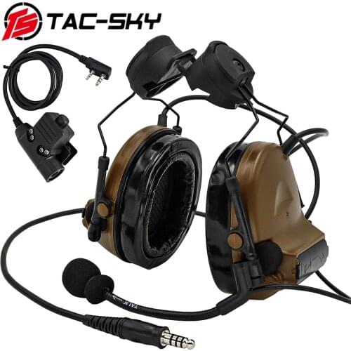 TAC -SKY COMTAC II Tactical Headset COMTAC II Helmet Stand Military Noise Cancelling Headphones and Tactical PTT u94ptt CB