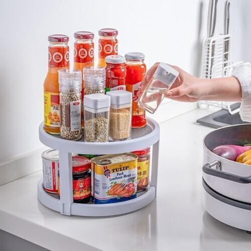 Rotatable Seasoning Box Shelf For Kitchen 360 rotation Storage Box Corner Floor Seasoning Bottle Storage Kitchen Organizer