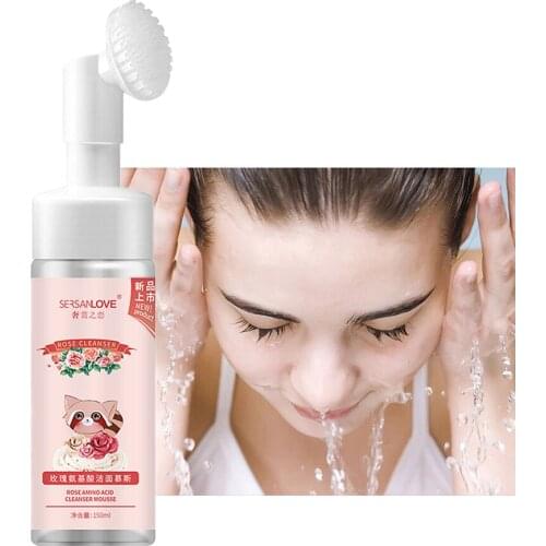 Rose Foaming Cleanser Cleansing Mousse Scrub Cleansing Acne Oil Control Blackhead Remover Shrink Pores Skin Care Makeup Remover