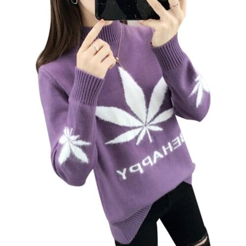 Knitted Turtleneck Women Autumn Winter 2020 New Ladies Korean Sweater Female Long Sleeve Short Jacquard Pullover Sweater R423