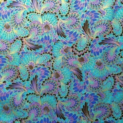 Japanese Fabric 100% Cotton Fabric Peacock Feathers Printed bronzing Retro Peacock Fabric Patchwork Sewing Material Diy Clothing