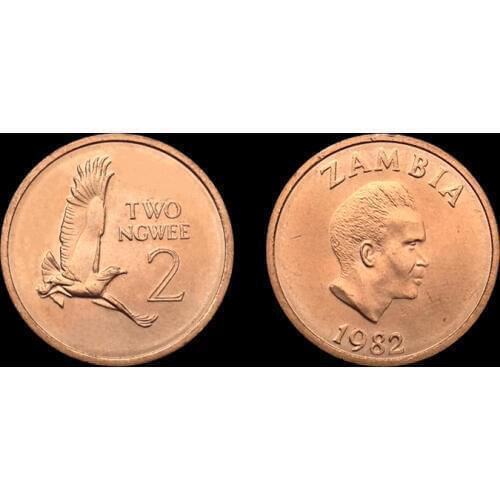 Zambia 2 Enway Genuine Original Coins 100% Real Issuing Collection Coins Unc Africa coin