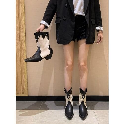 Womens Shoes Ankle Boots 2021 New Autumn Fashion Back Zipper Pointed Thick Heel Non-slip Chelsea Boots Women Shoes