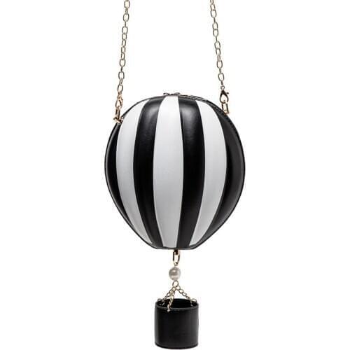 Women Bags Hot-Air Ballon Personality Funny Handbags Creative Chain Shoulder Bags Circular Cross Body Messenger Bag Cartoon