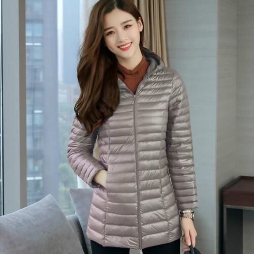 Plus Size New Solid Color Ultralight Long Winter Women Down Cotton Coat Fashion Ladie Hooded Women Coat RE2496