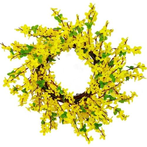 Winter Wreath Simulation Flower Birds Nest With Leaves Christmas Wreth Yellow Door Hanging Decoration Craft Artificial Flowers