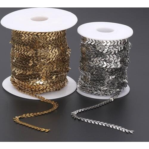 1M Bracelet For women Stainles Steel Gold Cable Chain Arrow Aircraft Carving Leaf Chain Necklace DIY Jewelry Making Supplies