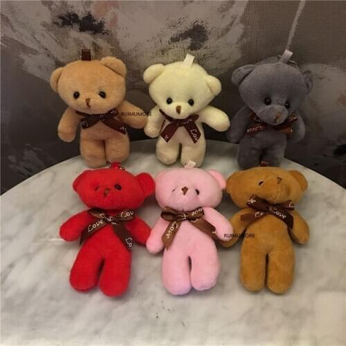 10PCS/LOT , Mix Colors Bear Plush Toy , 11CM Approx. Wedding Gift Plush Bear Stuffed key chain plush animal dolls