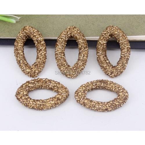 10pcs Fashion Golden Crystal Rhinestone Connector Beads,Oval shape Charm Gem stone Spacer Beads For Jewelry Making
