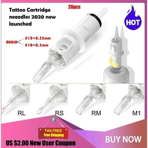 20PCS 0.3MM RL RS RM M1 Tattoo Cartridge Needles Round Liner Membrane System and stigma Cartridges Sterilzed 1RL 3RL 5RL 3RS