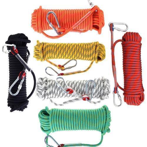 50m Outdoor Rock Climbing Rope Rock Climbing Equipment 10mm Diameter Emergency Paracord Rescue Safety Rope Hiking Accessories