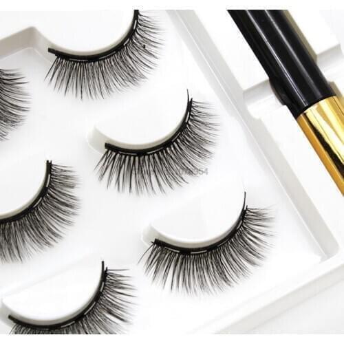 50pcs Magnetic faux cils Eyelash liquid eyeliner maquillaje False Eyelashes & Tweezer Set magnetic makeup extension