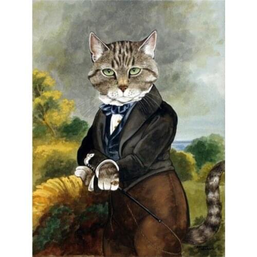 Abstract Full Square Diamond Painting Kits Cartoon Cat Man Mosaic Embroidery Picture Crystal Rhinestones Stickers Decal Wall Art