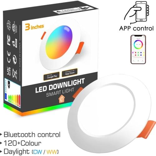 Bluetooth-Compatible Colorful Spot LED Ceiling Lamp Recessed Round Light Smart Home Luminaire RGB Dimmable Downlight 110V 220V