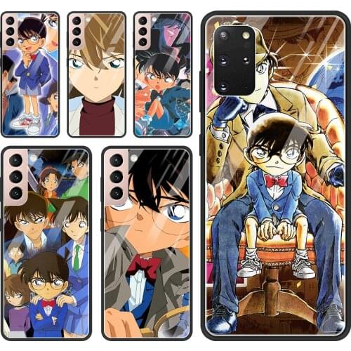 Phone Case For Samsung S21 S20 FE Ultra S10 Lite S10e S9 S8 Plus Glass Fundas Back Cover Capa Guscio Anime Detective Conan
