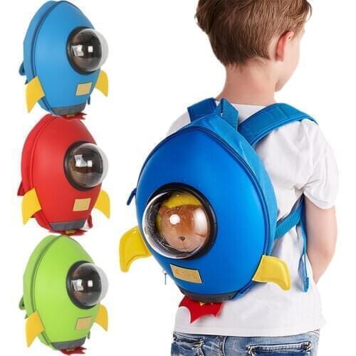 Kids 3D Rocket Backpack Boys Girls Cartoon Children Backpacks Kawaii Kindergarten Bag Kids Child Toddler Waterproof Preschool