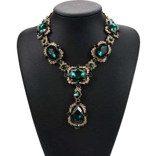 6 Colors Elegant Lady Jewelry Accessories Alloy Chain Artificial Crystal Rhinestone Artificial Gems Water Drop Pendant Necklace