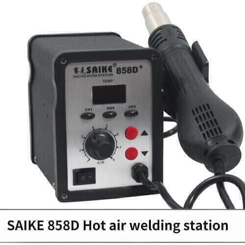 SAIKE 858D+ hot air gun significant number of free desoldering station 220V 110V