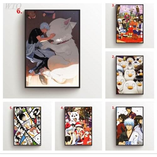 Gintama Silver Soul Sakata Gintoki Kagura Anime Posters Canvas Painting Wall Art Picture Home Decor Photos for Childrens Room