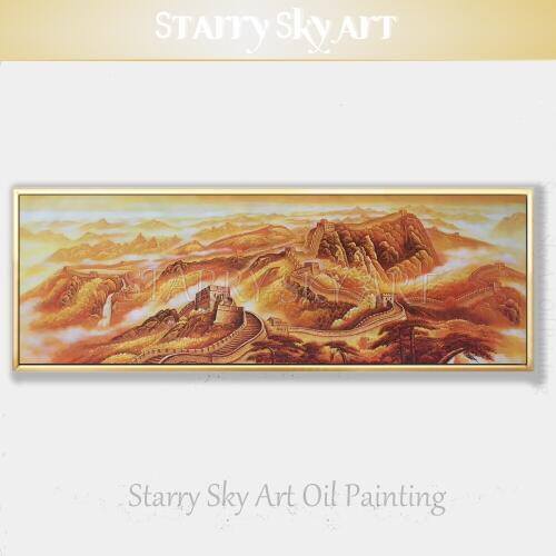 Artist Hand-painted High Quality The Great Wall Oil Painting on Canvas The Famous Building in World The Great Wall Oil Painting