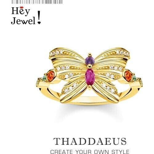 Delicate Ring Butterfly Gold,Europe Style Fine Jewerly For Fashionable Women,2020 Perfectly Lucky Gift In 925 Sterling Silver