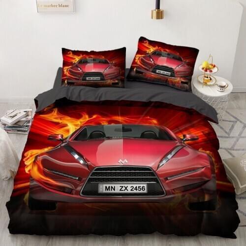 Classic 3D Bedding Set Duvet Cover Set Comforter Queen King Queen Double Single Size Green Cartoon Car Design Home Texitle
