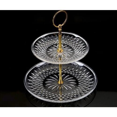 Creative Dish Transparent Three-Layer Fruit Plate Acrylic Ktv Plastic Multi-Layer Cake Plate Creative Double Fruit Plate Silver