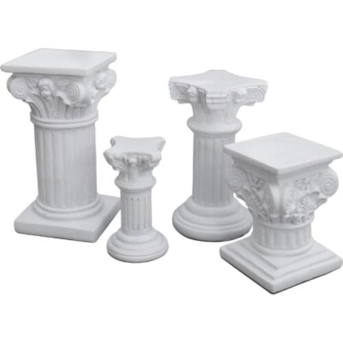 Creative Miniature Roman Pillar Statue Resin Pedestal Candlestick Candle Holder Stand Sculpture Wedding Table Garden Decor
